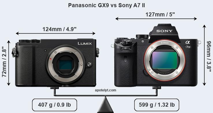Size Panasonic GX9 vs Sony A7 II