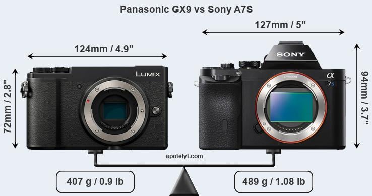 Size Panasonic GX9 vs Sony A7S