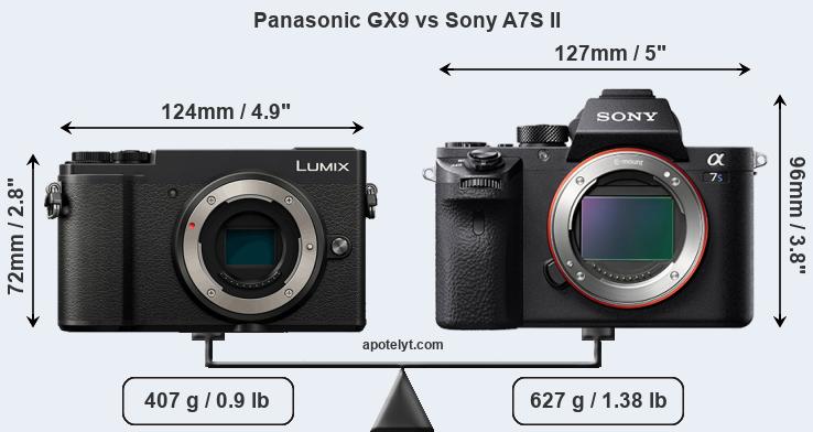 Size Panasonic GX9 vs Sony A7S II