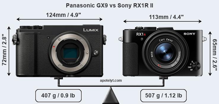 Size Panasonic GX9 vs Sony RX1R II