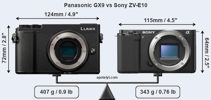 Size Panasonic GX9 vs Sony ZV-E10