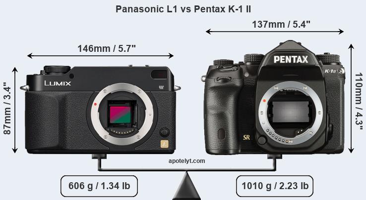 Size Panasonic L1 vs Pentax K-1 II
