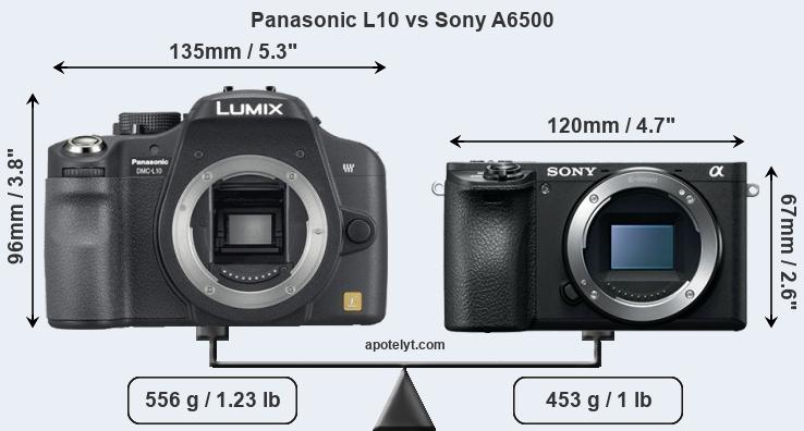 Size Panasonic L10 vs Sony A6500