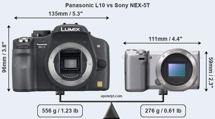 Size Panasonic L10 vs Sony NEX-5T