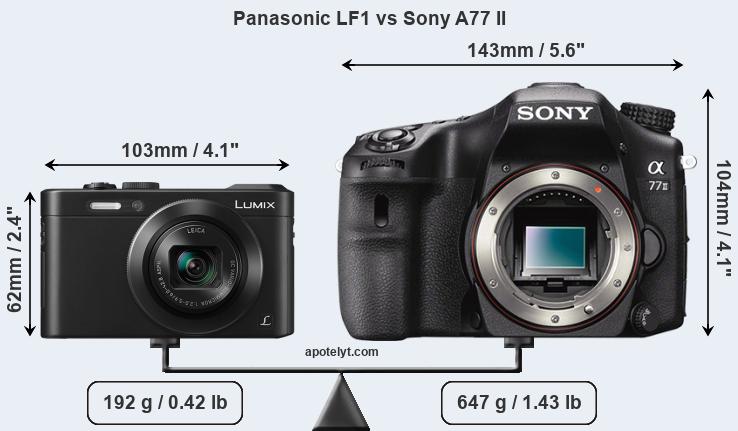 Size Panasonic LF1 vs Sony A77 II