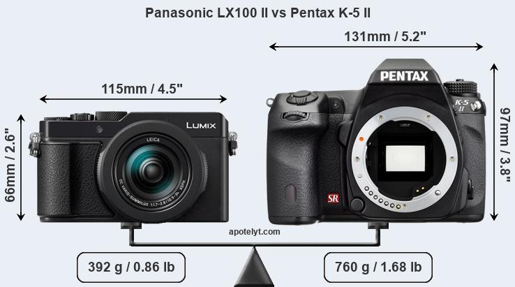 Size Panasonic LX100 II vs Pentax K-5 II