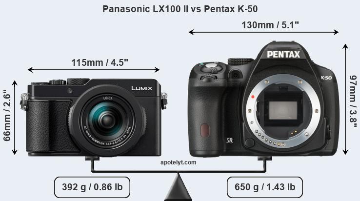 Size Panasonic LX100 II vs Pentax K-50