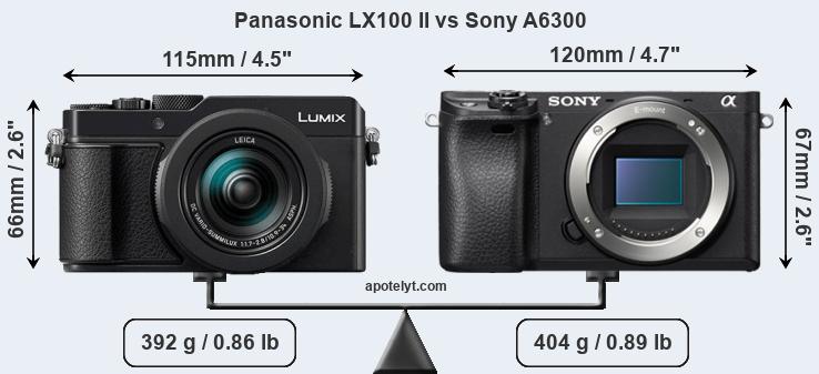 Size Panasonic LX100 II vs Sony A6300