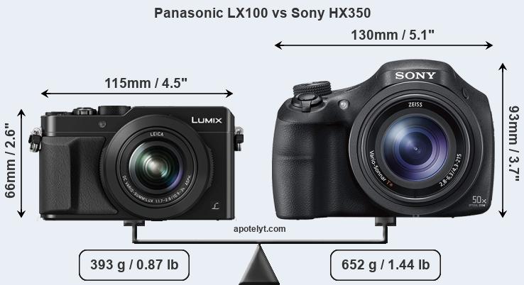 Size Panasonic LX100 vs Sony HX350