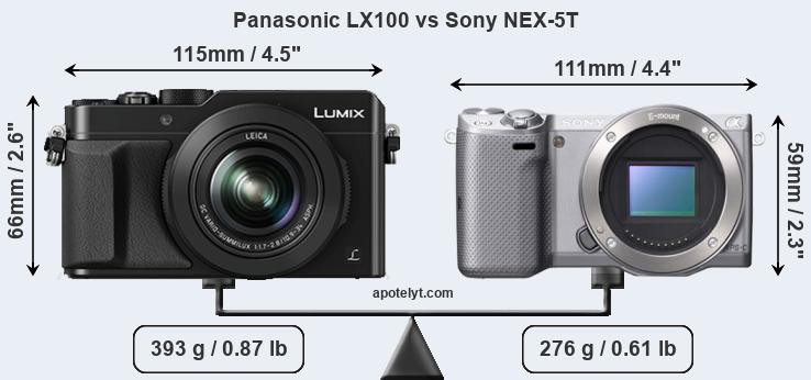 Size Panasonic LX100 vs Sony NEX-5T