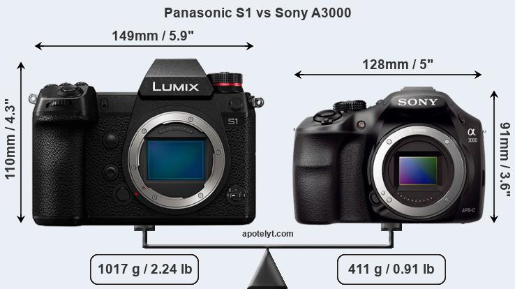 Size Panasonic S1 vs Sony A3000