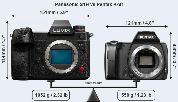 Size Panasonic S1H vs Pentax K-S1