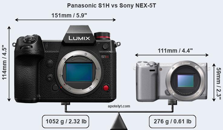 Size Panasonic S1H vs Sony NEX-5T