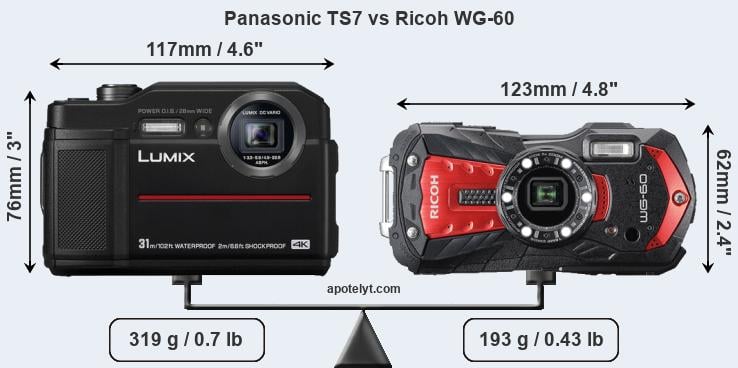 Size Panasonic TS7 vs Ricoh WG-60