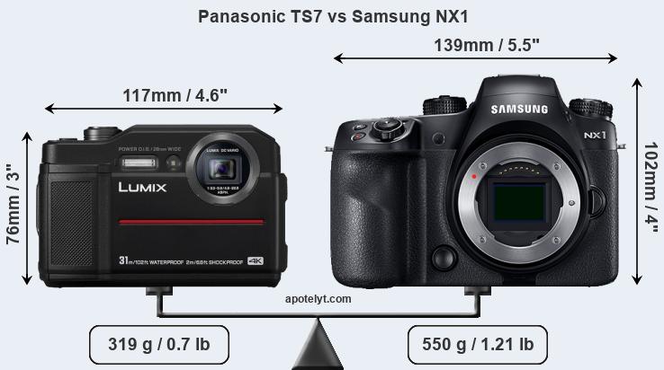 Size Panasonic TS7 vs Samsung NX1