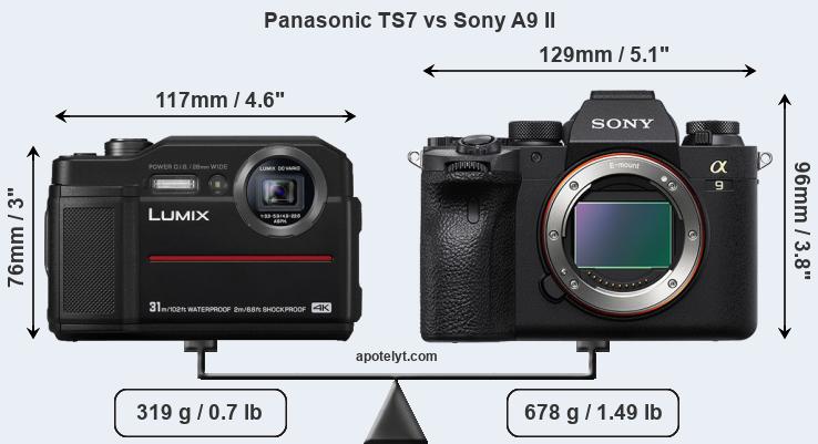 Size Panasonic TS7 vs Sony A9 II