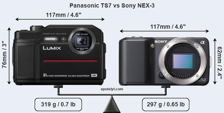 Size Panasonic TS7 vs Sony NEX-3