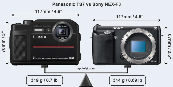 Size Panasonic TS7 vs Sony NEX-F3
