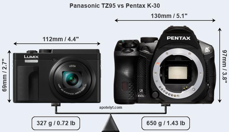 Size Panasonic TZ95 vs Pentax K-30