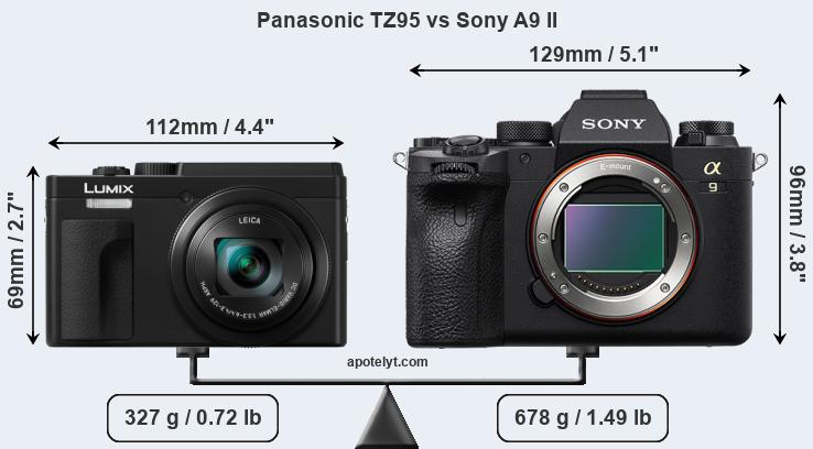Size Panasonic TZ95 vs Sony A9 II