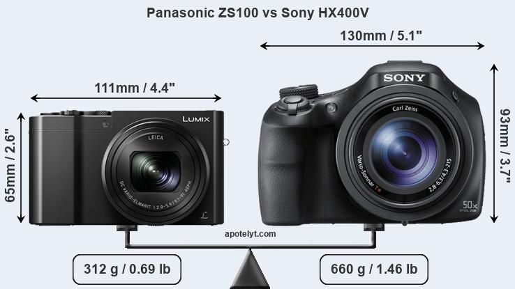 Size Panasonic ZS100 vs Sony HX400V
