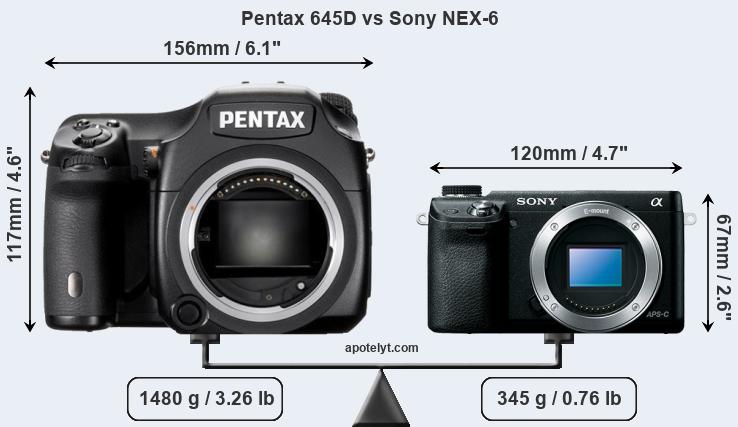 Size Pentax 645D vs Sony NEX-6