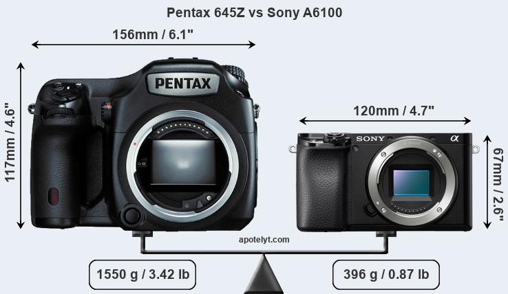 Size Pentax 645Z vs Sony A6100