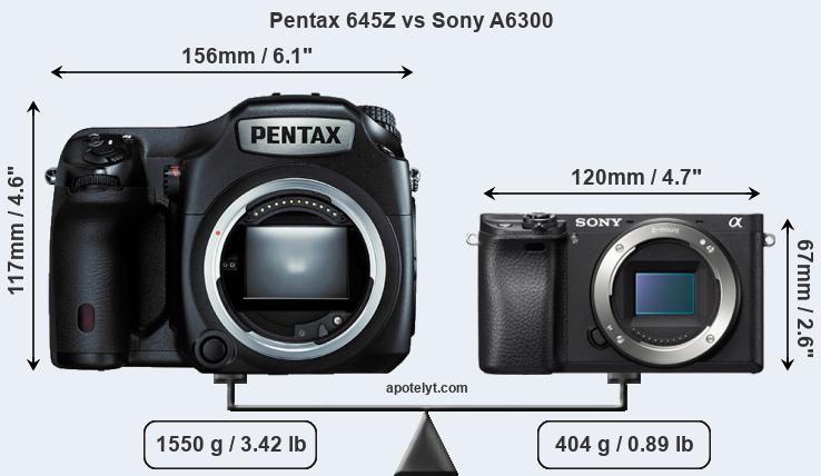Size Pentax 645Z vs Sony A6300