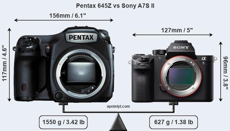 Size Pentax 645Z vs Sony A7S II