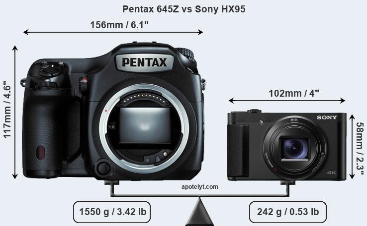 Size Pentax 645Z vs Sony HX95