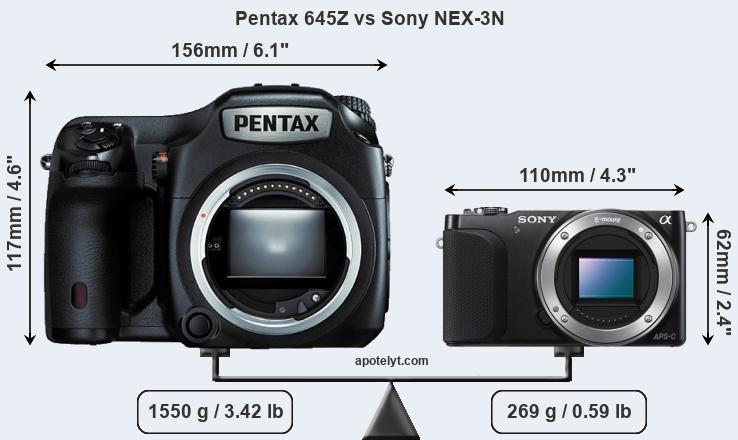 Size Pentax 645Z vs Sony NEX-3N