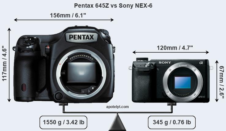 Size Pentax 645Z vs Sony NEX-6