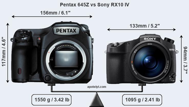 Size Pentax 645Z vs Sony RX10 IV