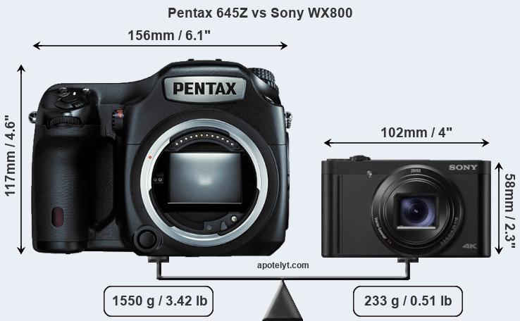 Size Pentax 645Z vs Sony WX800
