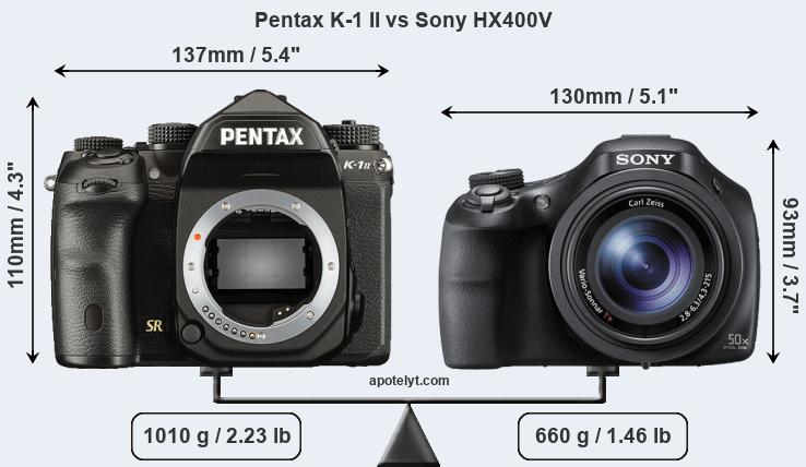 Size Pentax K-1 II vs Sony HX400V
