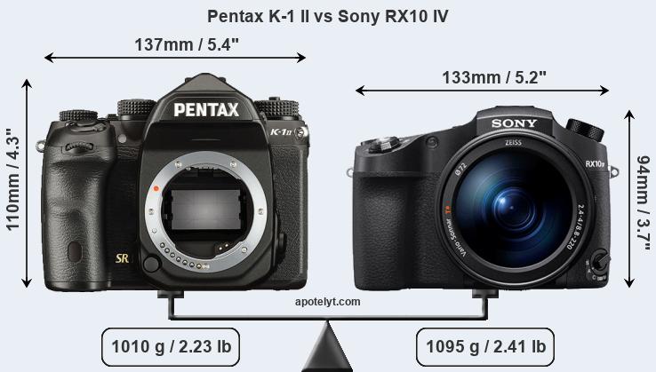 Size Pentax K-1 II vs Sony RX10 IV
