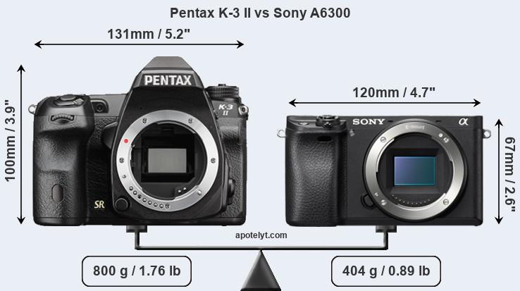 Size Pentax K-3 II vs Sony A6300