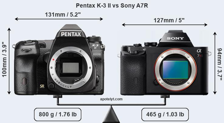 Size Pentax K-3 II vs Sony A7R