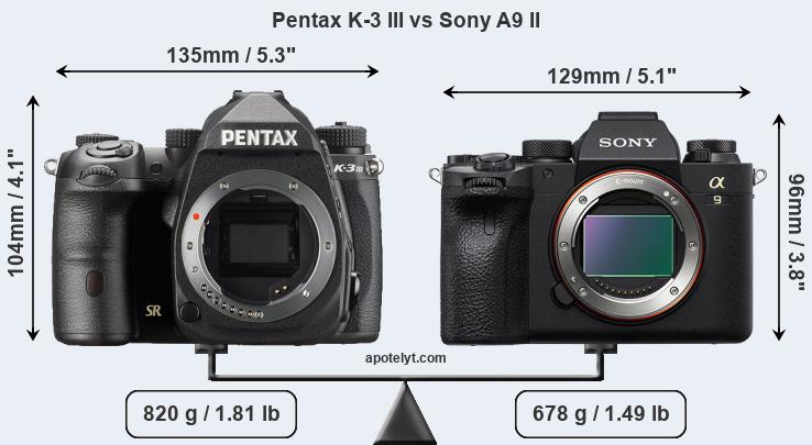 Size Pentax K-3 III vs Sony A9 II