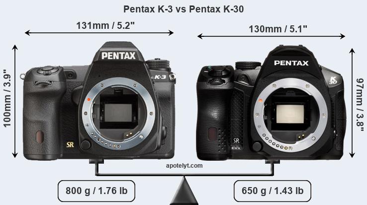 Size Pentax K-3 vs Pentax K-30