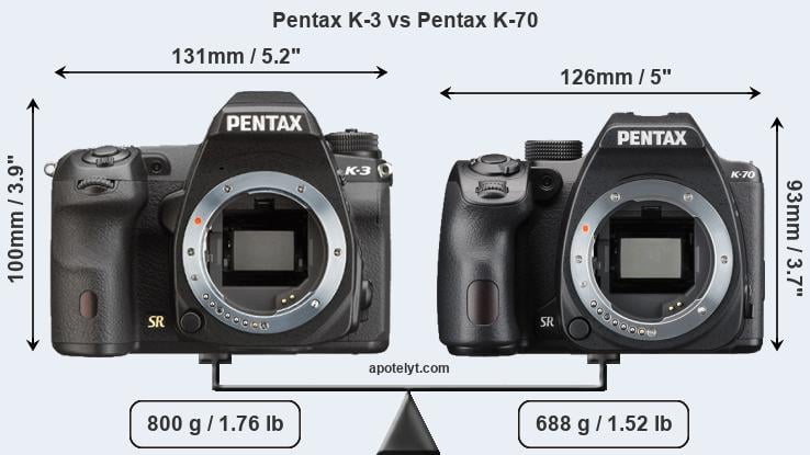 Size Pentax K-3 vs Pentax K-70