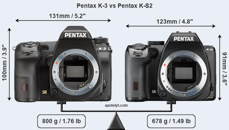 Size Pentax K-3 vs Pentax K-S2