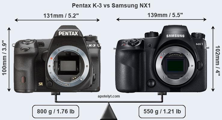 Size Pentax K-3 vs Samsung NX1