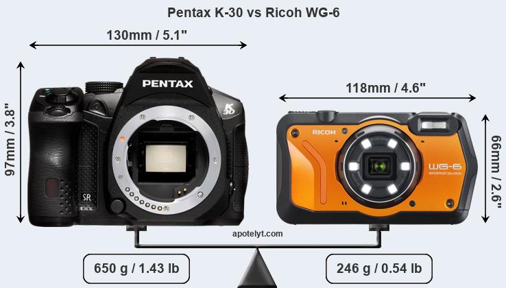 Size Pentax K-30 vs Ricoh WG-6