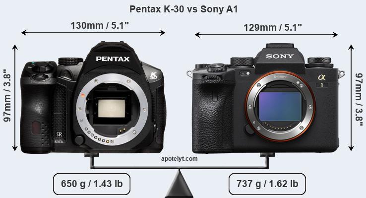 Size Pentax K-30 vs Sony A1