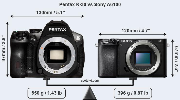 Size Pentax K-30 vs Sony A6100