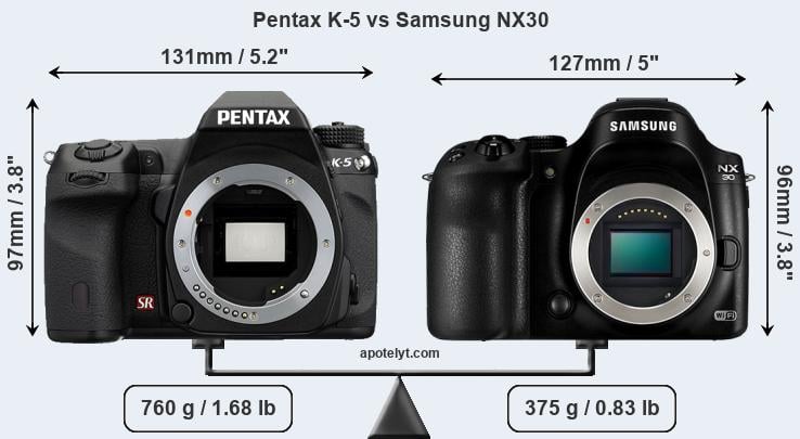 Size Pentax K-5 vs Samsung NX30