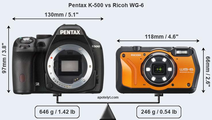 Size Pentax K-500 vs Ricoh WG-6