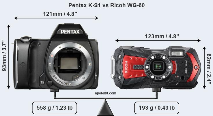Size Pentax K-S1 vs Ricoh WG-60