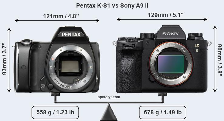 Size Pentax K-S1 vs Sony A9 II
